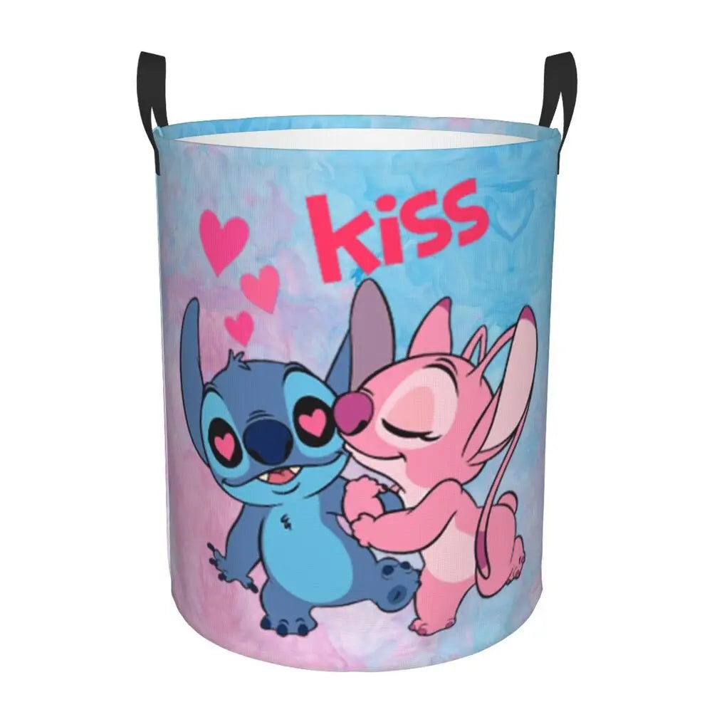 Customized SLilo And Stitch Cartoon Laundry Hamper Large Storage Basket Anime Kids Nursery Toy Organizer