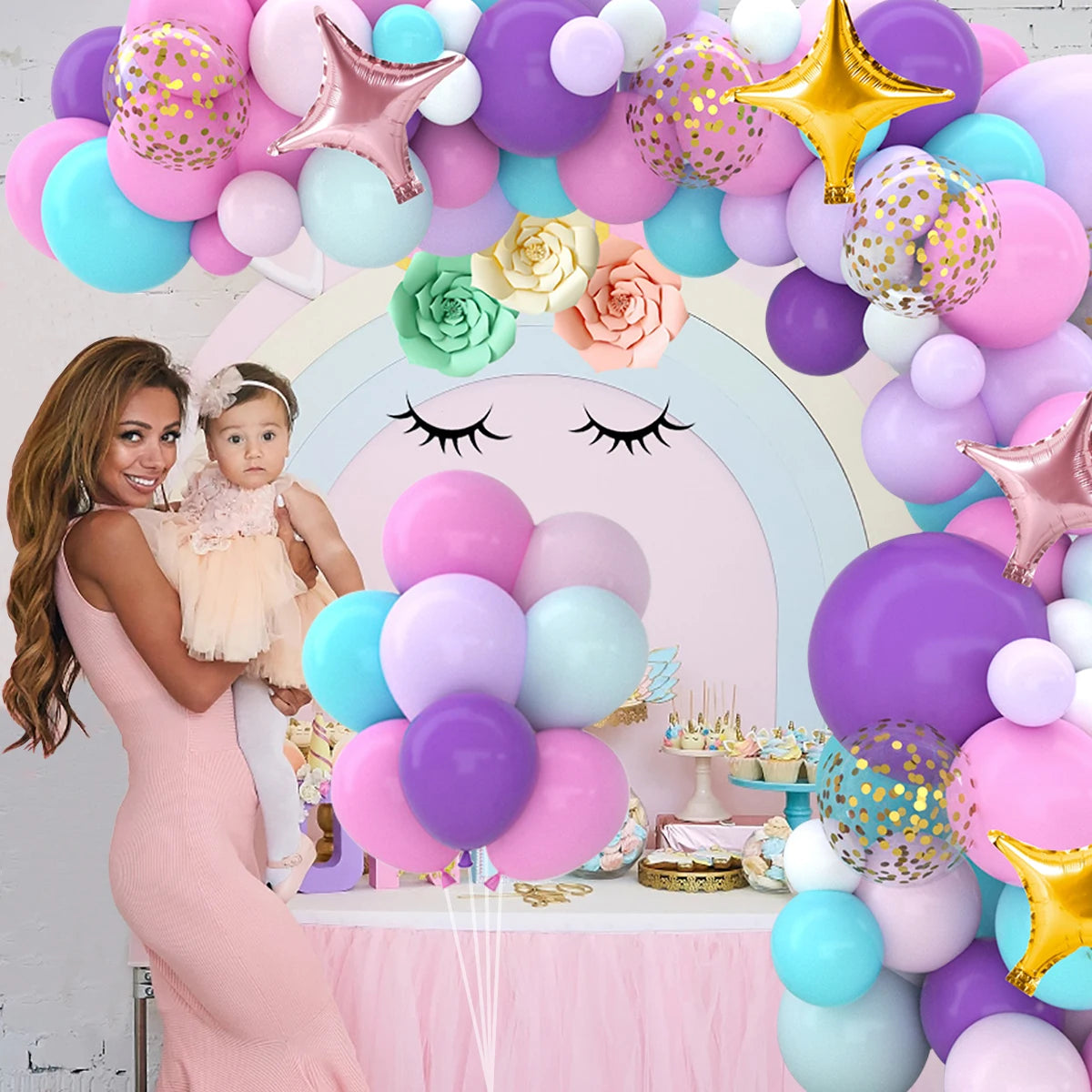 Colorful Rainbow Balloons Garland Arch Kit Wedding Unicorn Birthday Party Decor Kids Baby Shower Birthday Latex Balloons