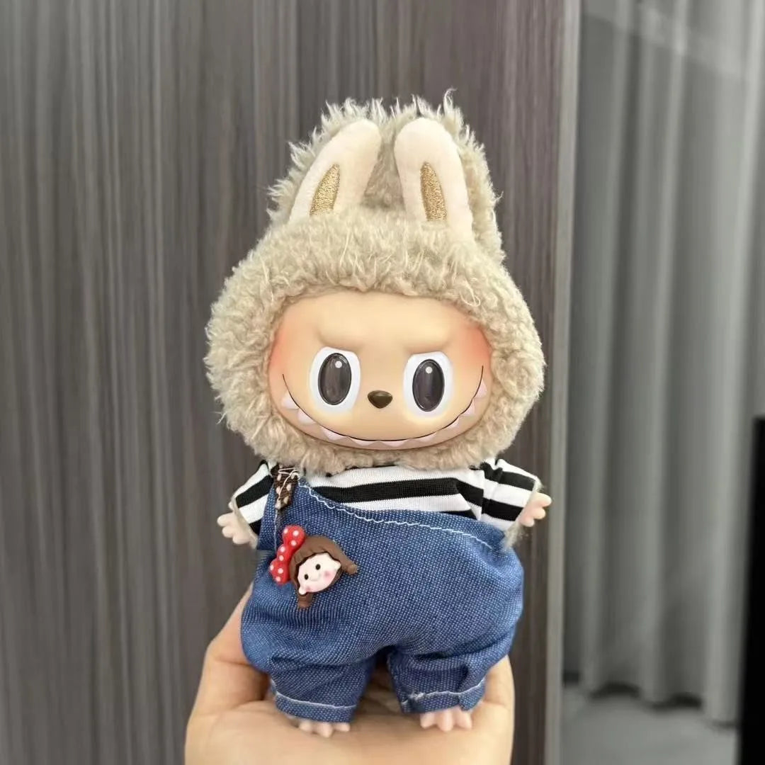 For Labubu Sitting Party Series  Classic Dress Grid Style Small Fragrance For Labubu v1 v2 Kid Gift Labubu Clothes Design style