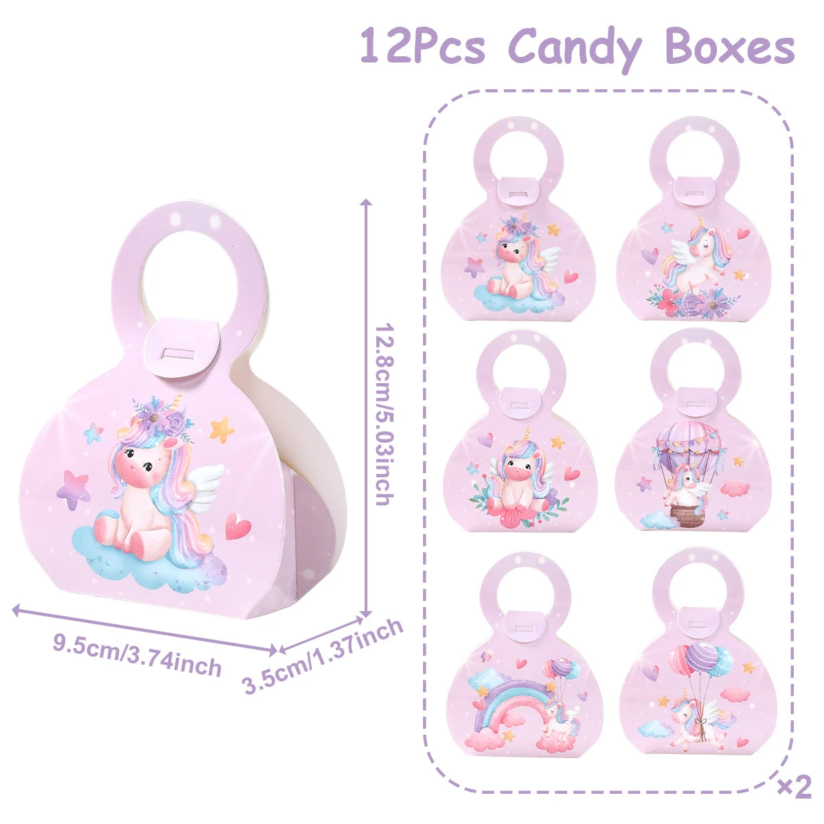 Rainbow Unicorn Handbag Candy Bag Happy 1st Birthday Party Decorations Kids Favors Gift Unicorn Box Baby Shower Girls Supplies