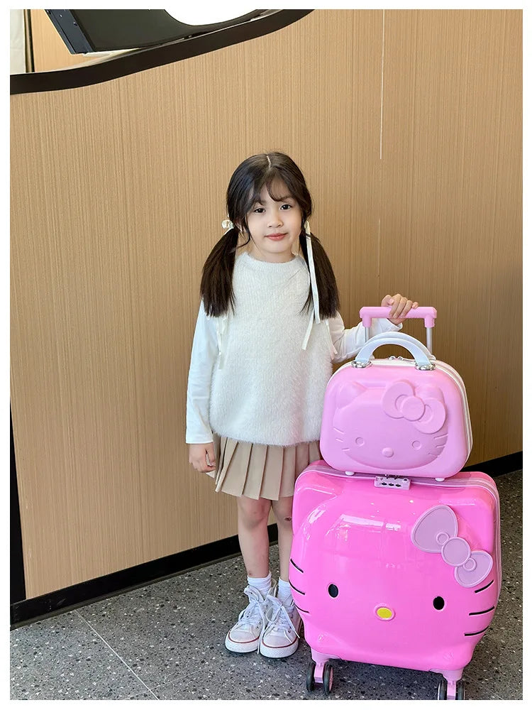 Hello Kittys Trolley Case Girls Sanrioed Universal Wheel Trolley Portable Suitcase Cartoon Travel Boarding Case Kids Toys Gift