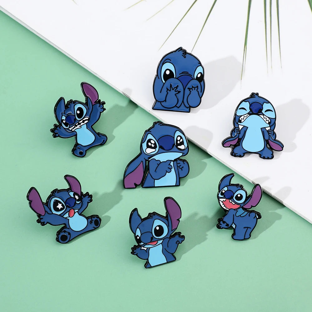 7 Pcs Creative Lilo&Stitch Brooch Personalized Stitch Enamel Pin Backpack Clothing Jewelry Metal Badge Accessories Gift