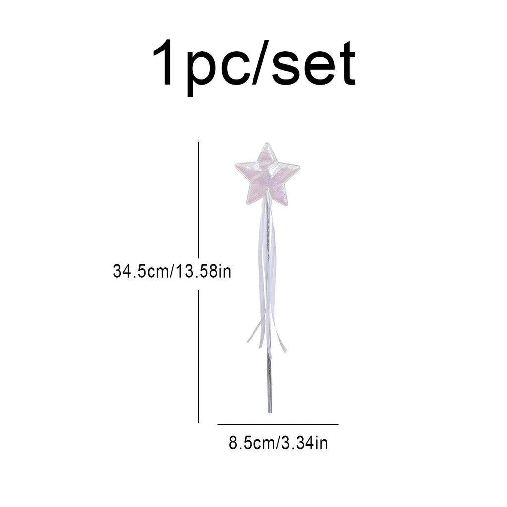 Cosplay party costume props Princess magic wand five-pointed star fairy wand ceremony ribbon stick cat stick 1 set 1 piece.
