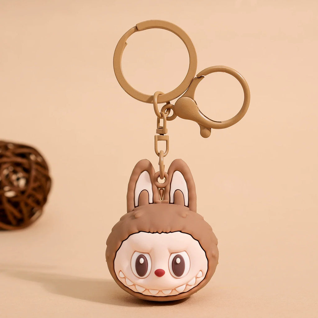 Cute Labubu Doll Pendant Keychain Exquisite Doll Fluff Pvc Toy Phone Ornaments Bag Charms Car Key Chain Kawaii Accessories Gifts