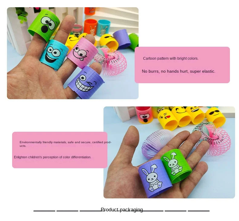 12Pcs Neon Rainbow Plastic Smile Magic Spring Toys for Children Birthday Party Favors Piñata Fillers Carnival Prizes Goodie Bag