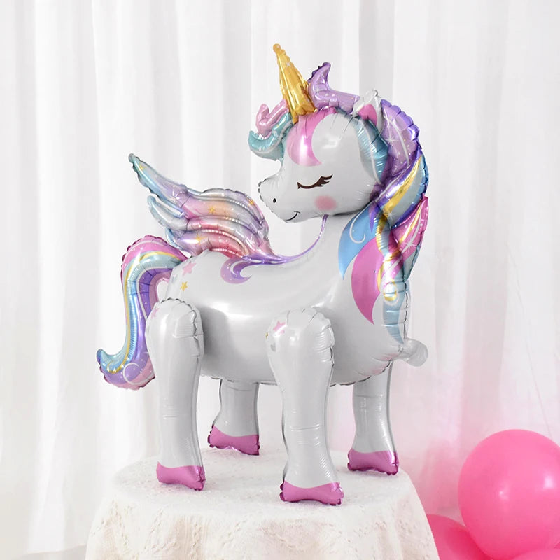 Rainbow Unicorn Standing Foil Balloons Kids Girls Unicorn Birthday Party Decoration Favors Baby Shower Supplies Animal Balloon