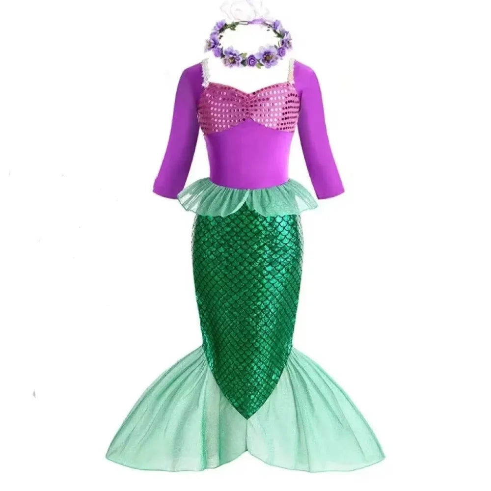 Fancy Little Mermaid Ariel Princess Costumes  Dress For  Cosplay  Carnival Birthday Party Clothes Mermaid Dress