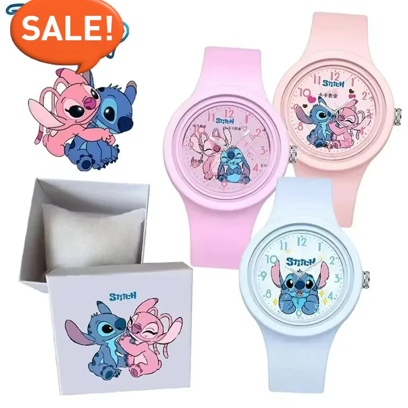 Cute Stitch Watch Cartoon Lilo & Stitch Kawaii Silicone Quartz Watch Anime Peripherals Children Birthday Gifts Boys Toys
