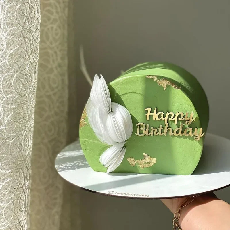 Ins Gold Happy Birthday Cake Toppers Birthday Girl Acrylic Kids Birthday Party Cake Topper Baby Shower Gift Dessert Decoration