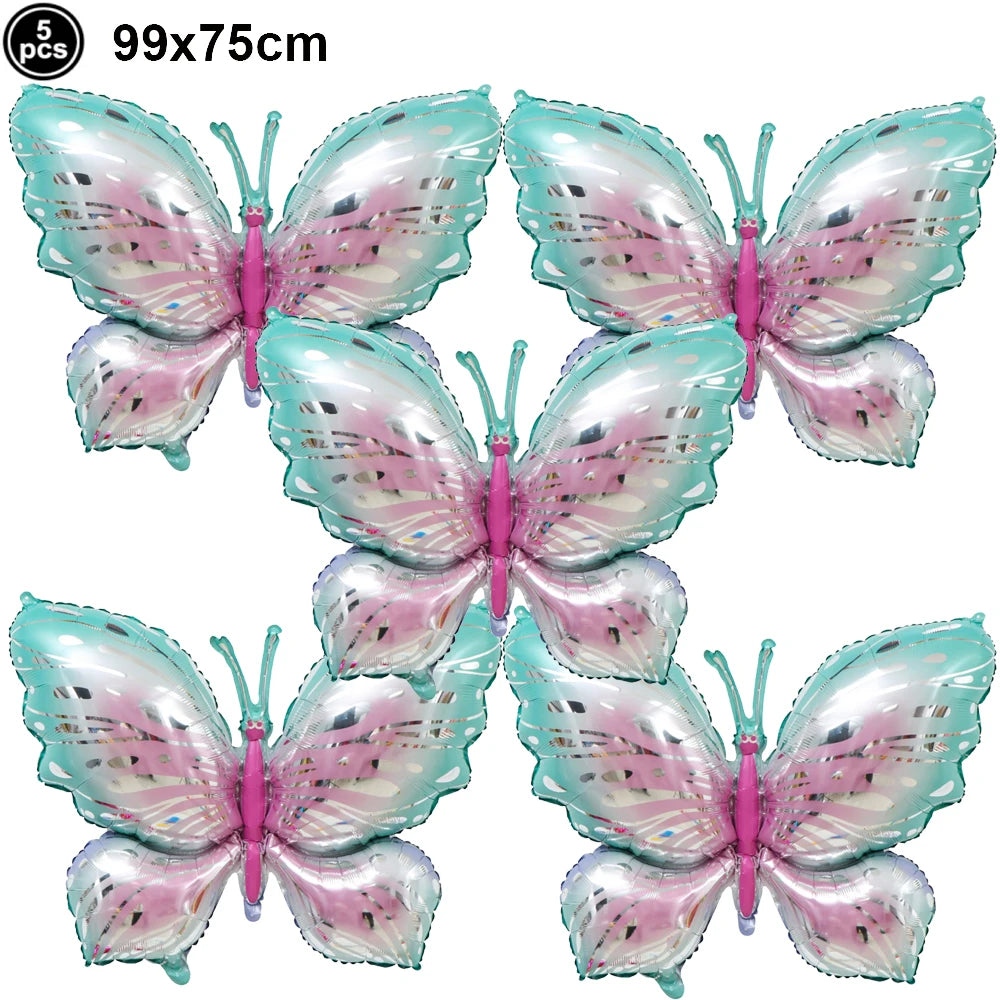 5pcs Colorful Butterfly Foil Balloons Butterfly Balloons Butterfly Themed Balloon Girl Party Birthday Wedding Baby Shower Decors