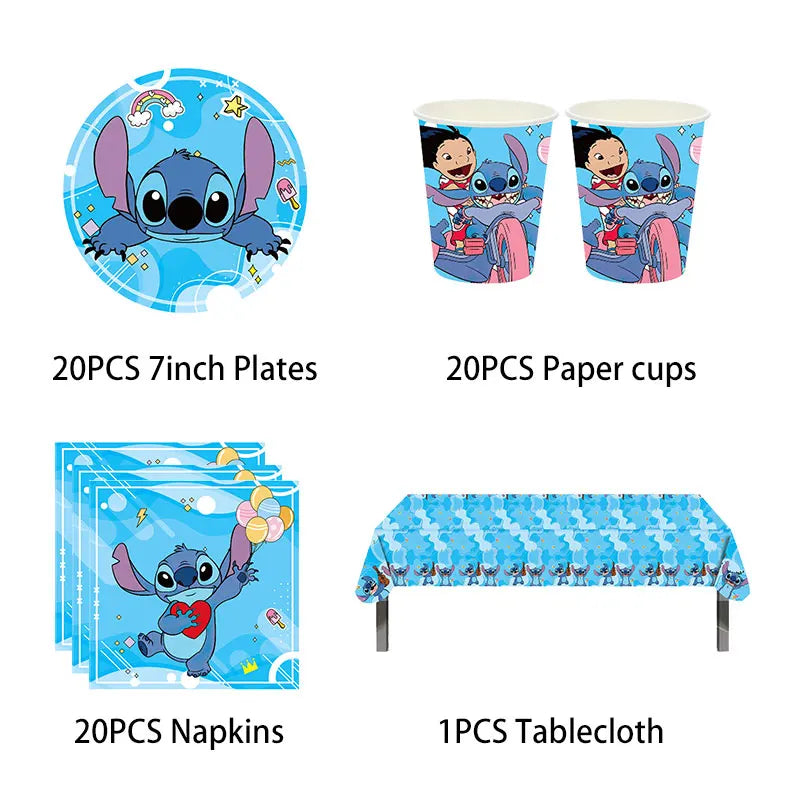 NEW Lilo And Stitch Birthday Party Decoration Tableware Balloon Cup Plate Banner Backdrop Lilo Stitch Theme Party Supplies Favor