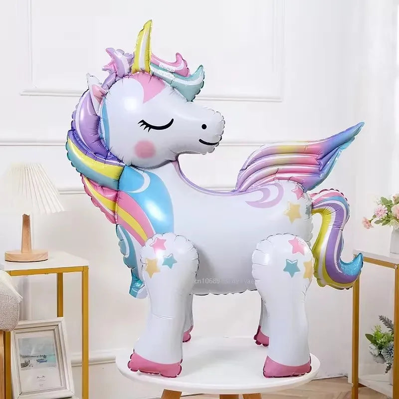 66x61cm 4D Unicorn Foil Balloons Animal Stand Balloon for Kids Girls Unicorn Birthday Party Decoration Baby Shower Supplies