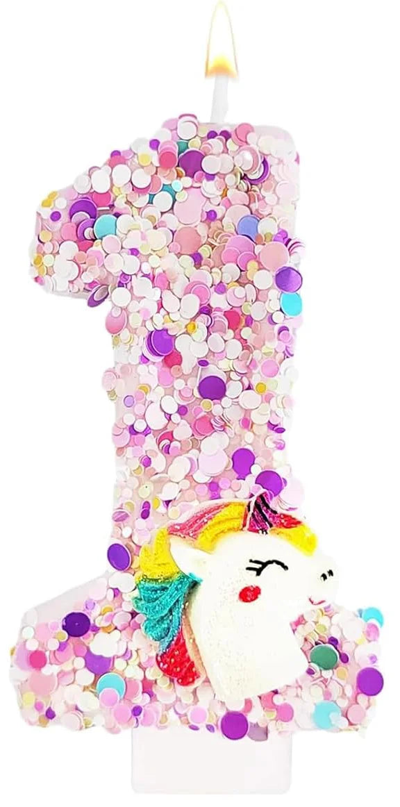 0-9 Number Birthday Candle,Happy Birthday Cake Candle， Unicorn Themed Party Supplies