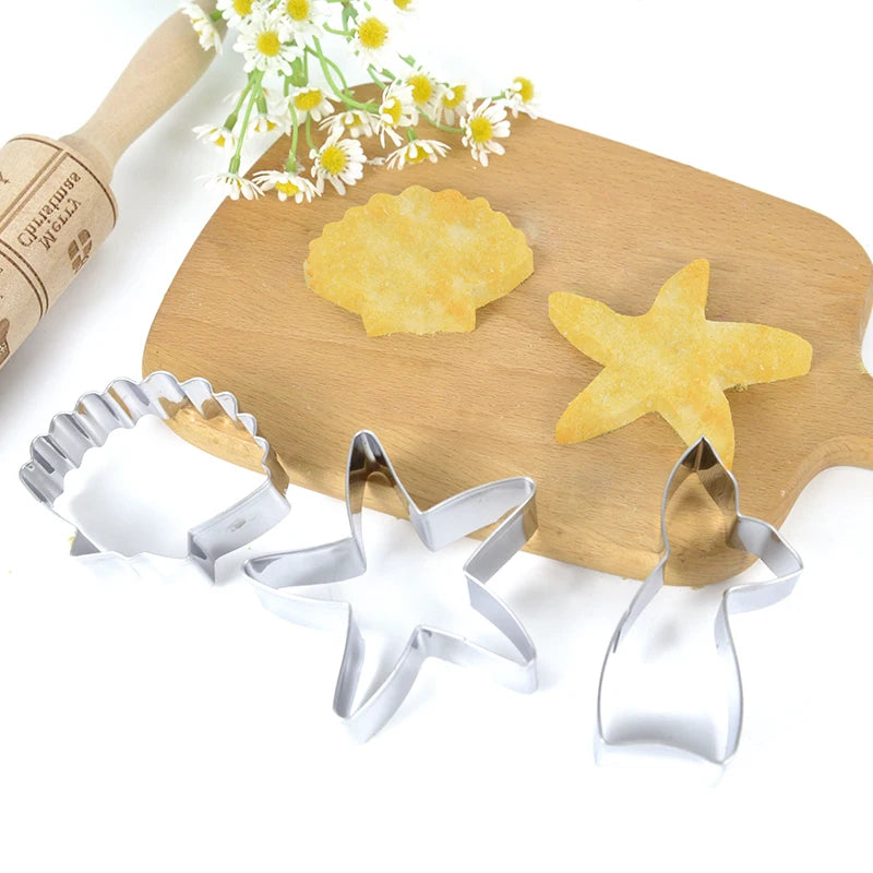3Pcs/lot Ocean Seahorse Starfish Cookie Cutter Mold Under The Sea Mermaid Birthday Party Decoration DIY Cake Biscuit Baking Tool