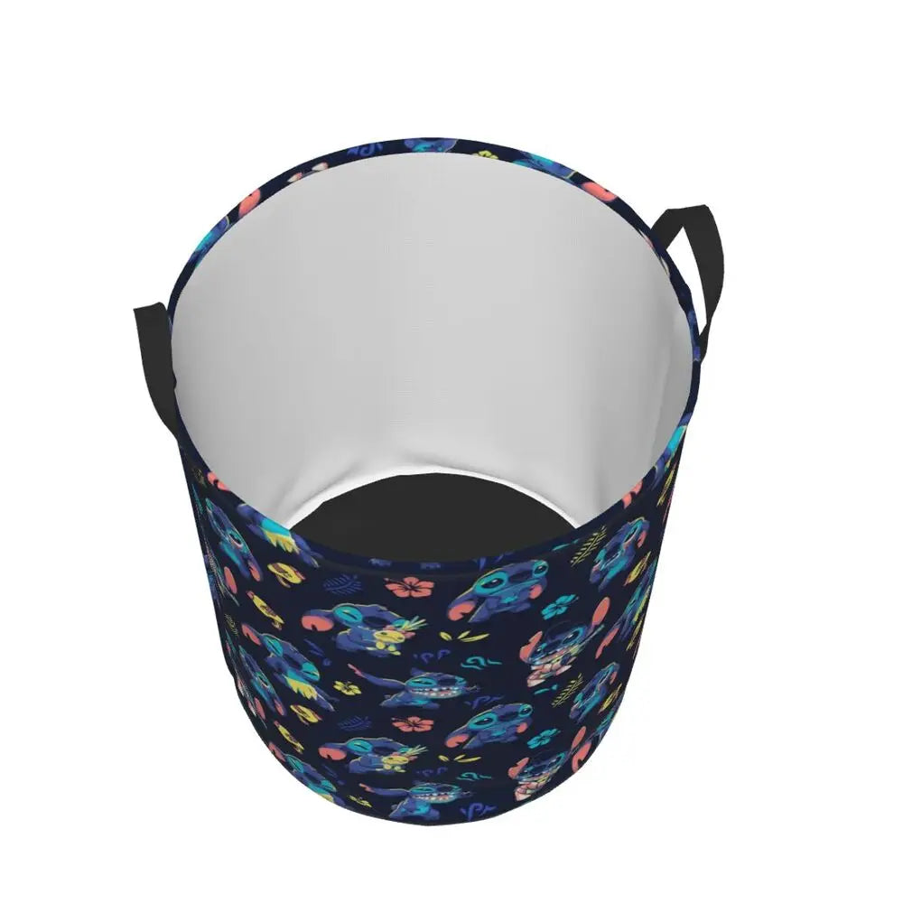 Custom I Love Stitch Laundry Basket Collapsible Toy Clothes Hamper Storage Bin for Kids Nursery