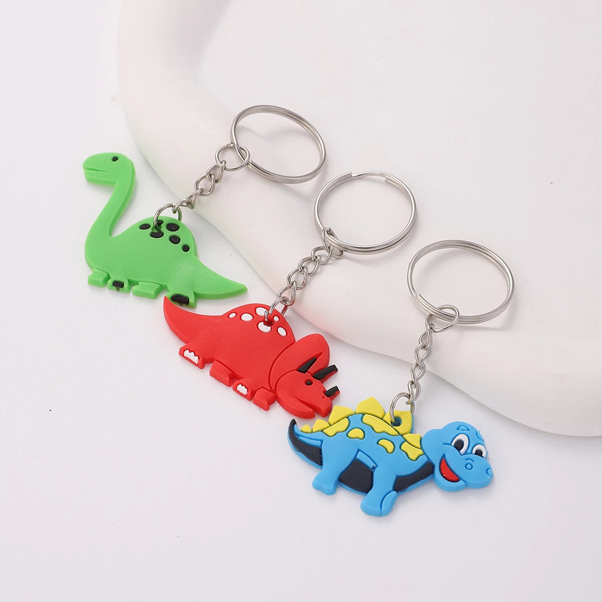 30pcs Cartoon Dinosaur Unicorn Keychain Cute Animal PVC Key Chain Ring Bag Backpack Charm Birthday Party Decor Boys Girls Gift