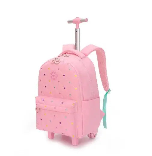 Rolling Backpack for Girls School Backpack with wheels Girls Travel Backpack Suitcases with Wheels Kids Backpack with Lunch Box