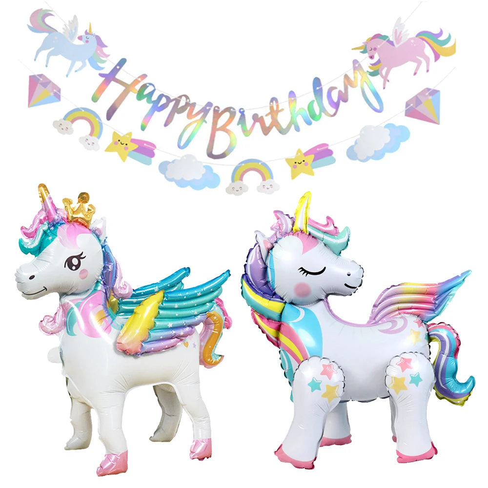 Unicorn Party Banner Garland standing Unicorn Balloon Kids girls Birthday Decoration Banner Baby Shower Unicorn party decoration