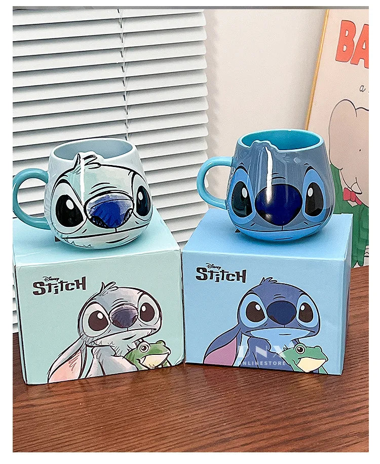 Miniso Stitch Coffee Cup Cartoon Mug Ceramic Cup Kawaii Home Furnishings Milk Cup Cute Holiday Birthday Gifts for Boys and Girls
