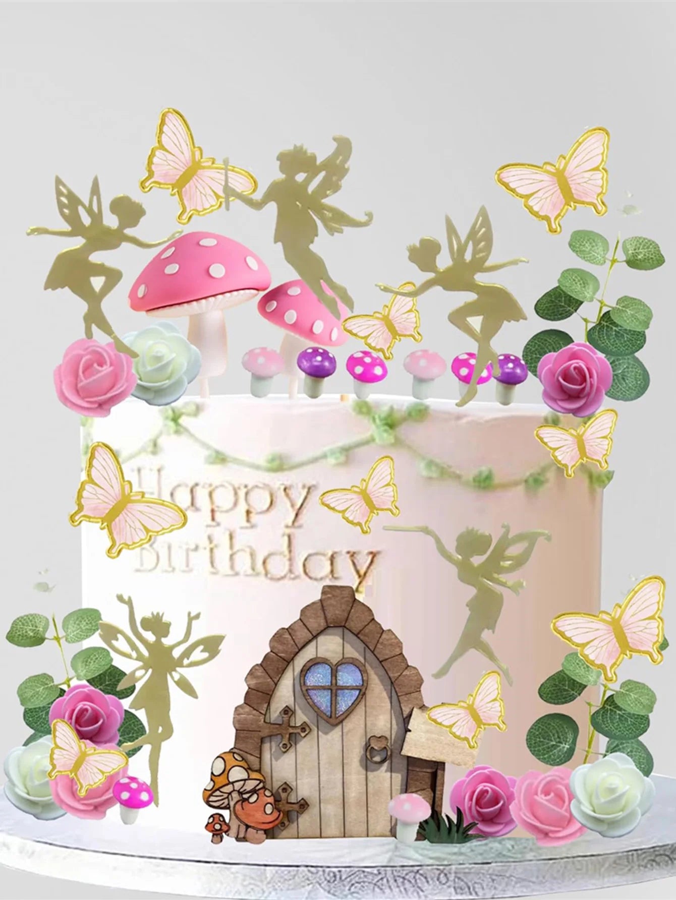 13pcs Pink Butterfly Cake Toppers Happy Birthday Cake Topper 3D Butterfly Decorations for Girls Shower Birthday Cake Decorations