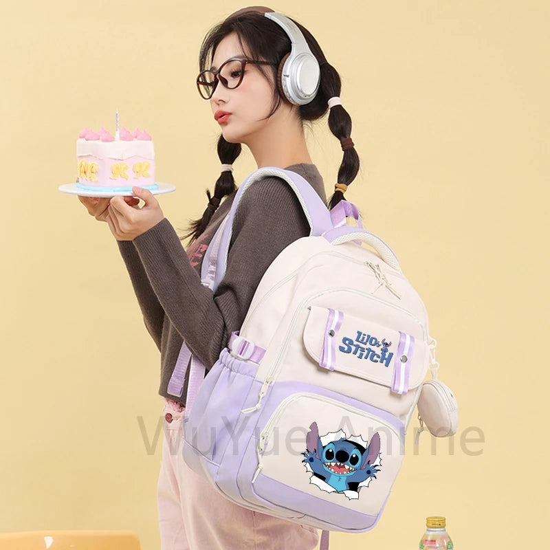 Anime Lilo Stitch Backpack Large Capacity Bookbag for Boy Girl Men Women Leisure Waterproof Laptop Travel Bag Kid Gift Mochila
