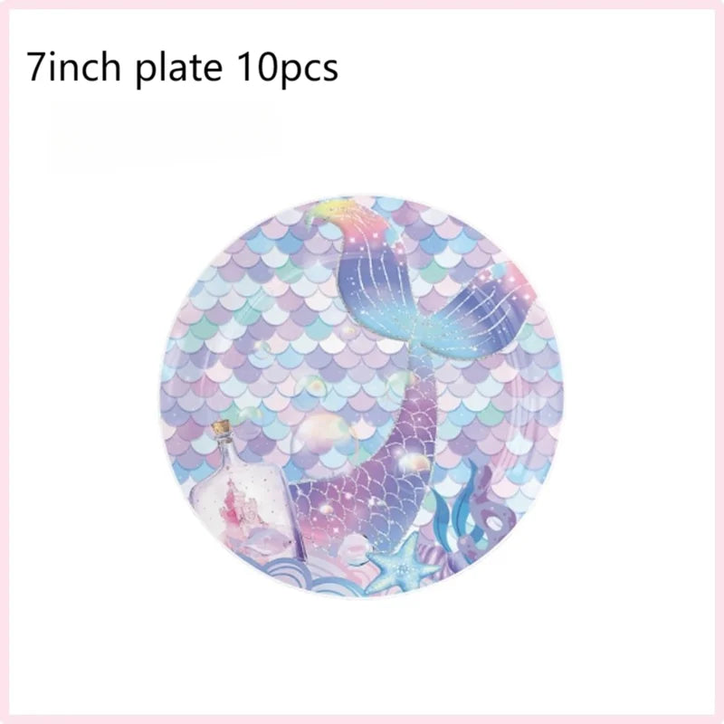 Mermaid Birthday Party Decorations Balloon Tableware Tablecloth Hanging Banner Party Decorations For Child Favors Supplies Kit
