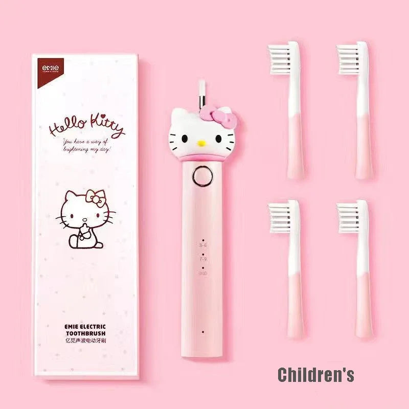 Kawaii Sanrio HelloKitty Electric Toothbrush Cute Anime Soft Hair Travel Portable Fiber Toothbrush Girl Oral Care Cleaning Brush