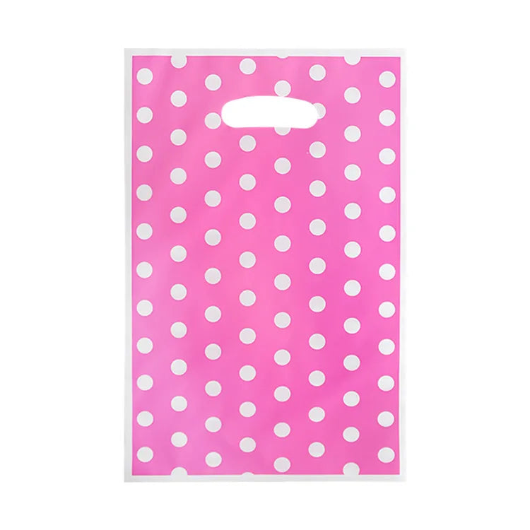 20pcs Printed Gift Bags Polka Dots Plastic Candy Bag Child Party Loot Bags Boy Girl Kids Birthday Party Favors Supplies Decor