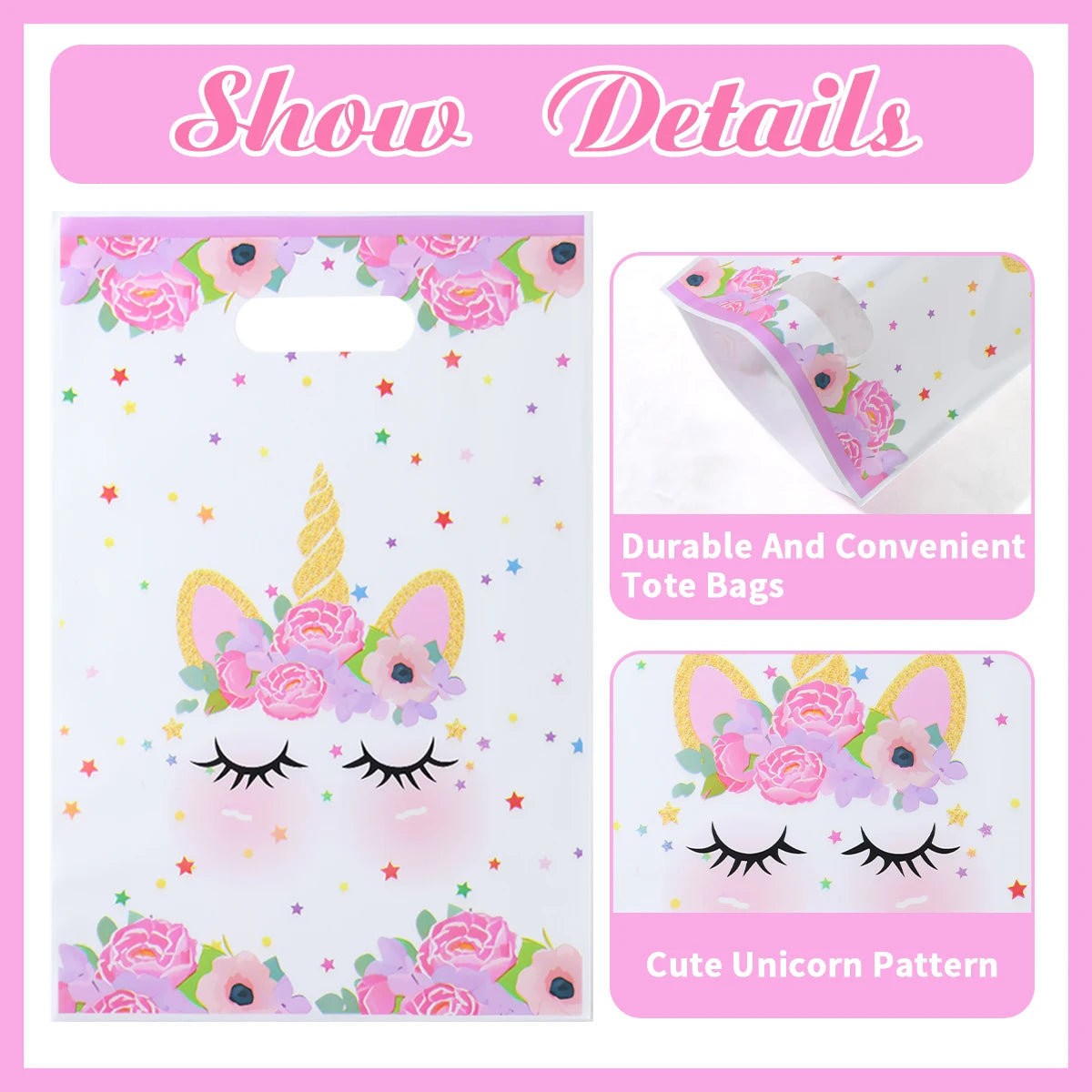 10/25/50pcs Handbag Candy Bags Unicorn Birthday Party Decor Kids Gift Packing Bag 1st Birthday Baby Shower Girl Party Supplies