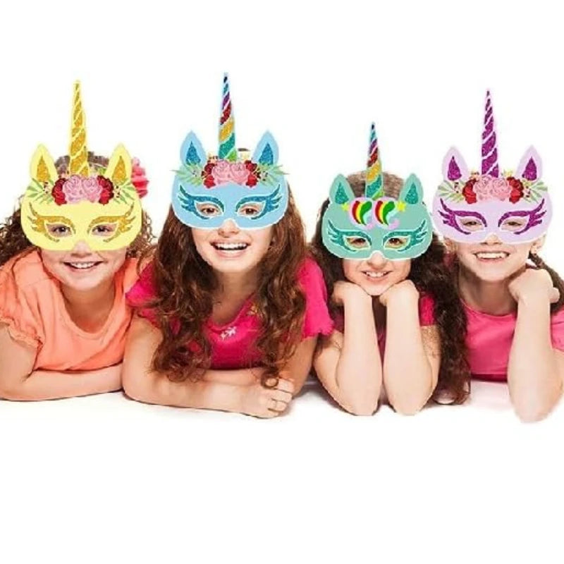 6PCS/12PCS Unicorn Masks Toy Girls Rainbow Unicorn Party Masks Kids Birthday Party Favors Supplies