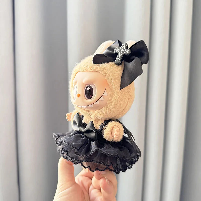 Labubu Clothes Fashion Gothic Style Skirt Labubu Doll Clothes Pendant Little Devil Strap Skirt 15/17cm Plush Doll Universal