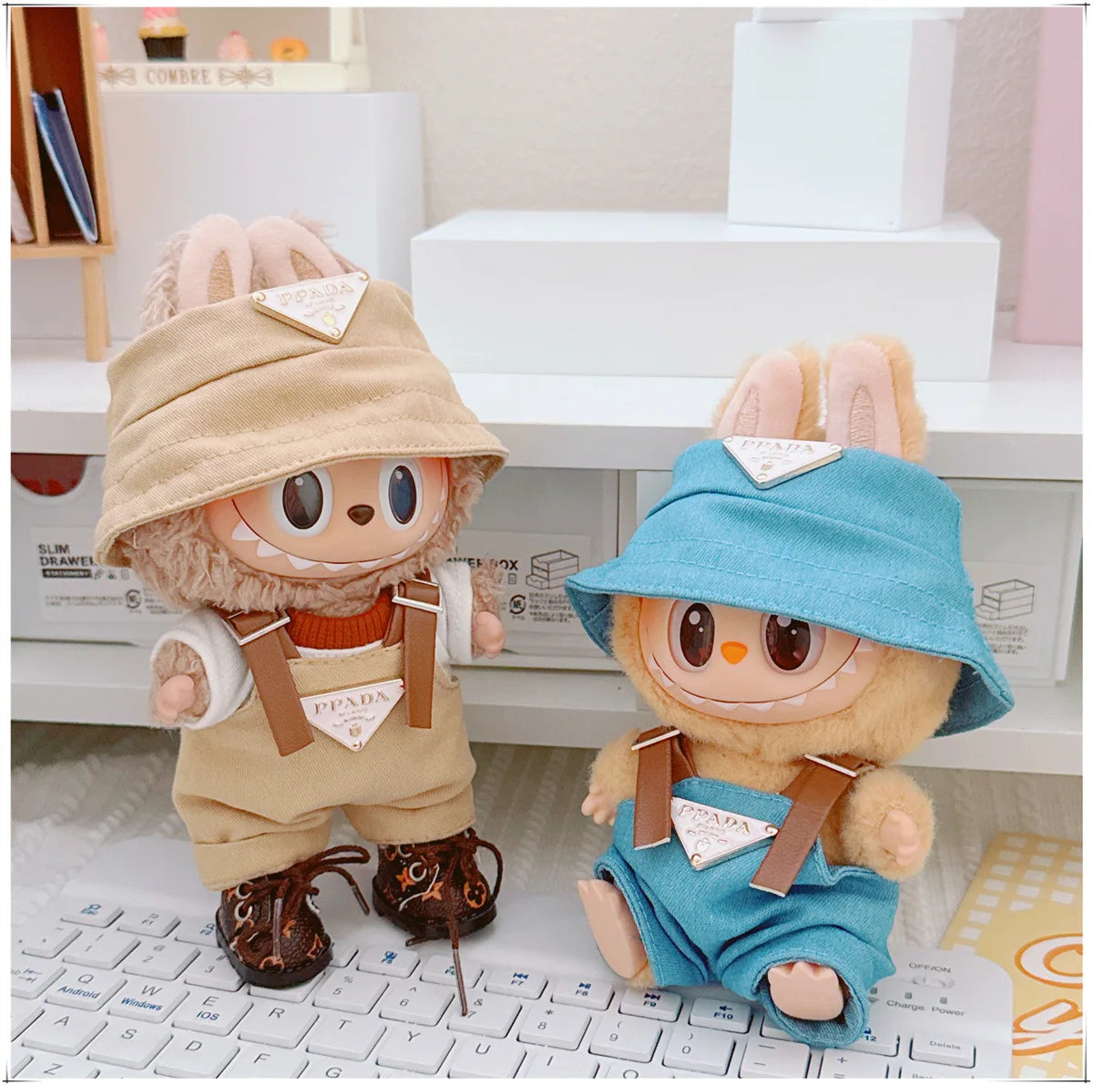 The first and second generations of Labubu only sell 17cm seated party clothes accessories inverted triangle workwear fashion