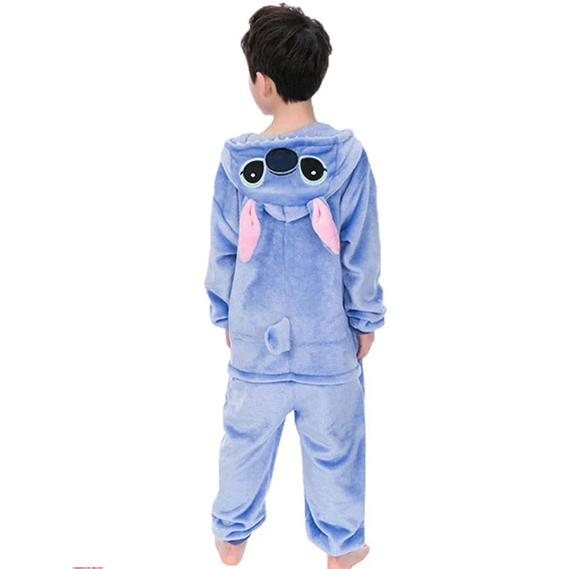 Anime Stitch Cosplay Pajamas Anime Stitch Angel Cute Costume Jumpsuit Pajamas Hooded Sleepwear Christmas Costume for Men Women