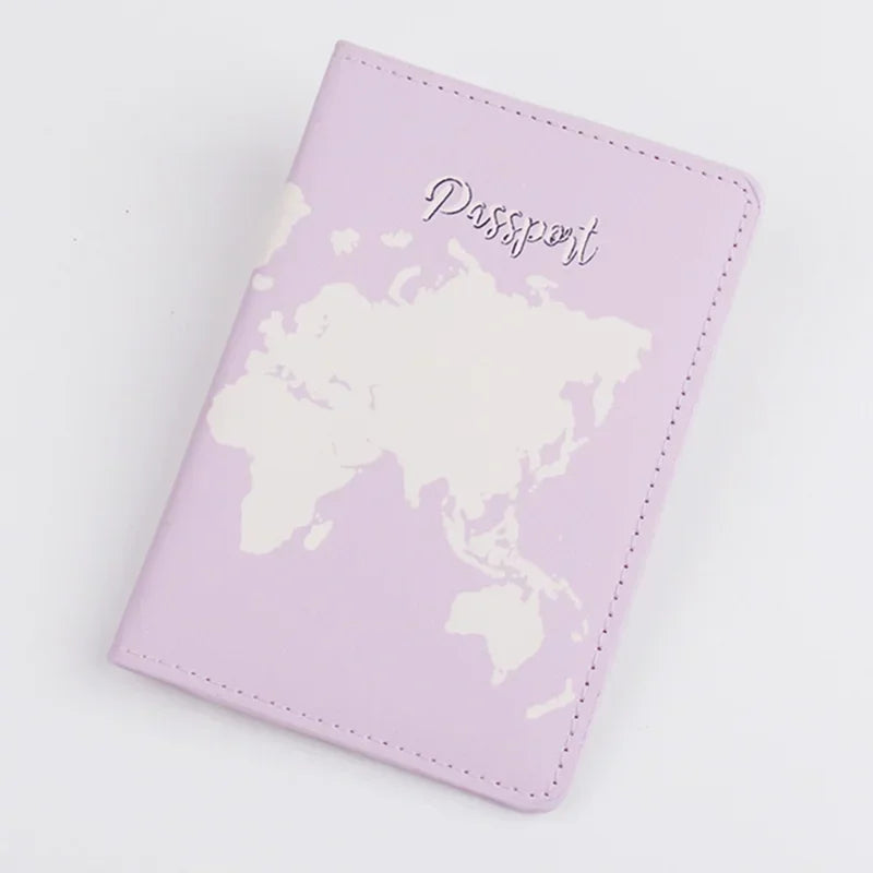 Pink Purple Women Girls Passport Cover Case for Travel Accessories PU Leather Passport Holder Protector Sleeve with Card Slot