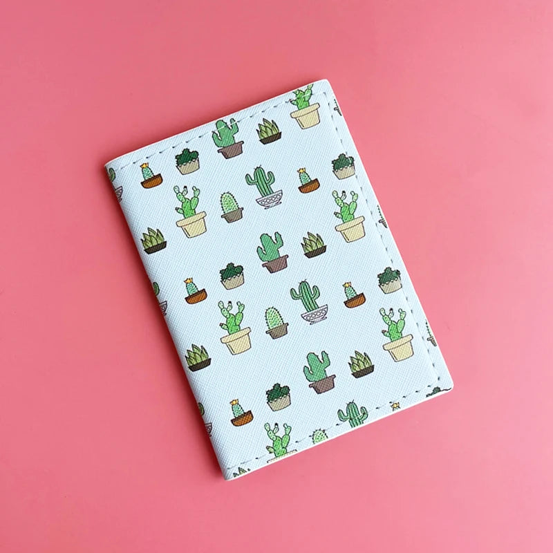 Flower and Plants Passport Cover PU Leather Travel Passport Holder for Girls Business Card Case Plane Ticket Card Holders Women