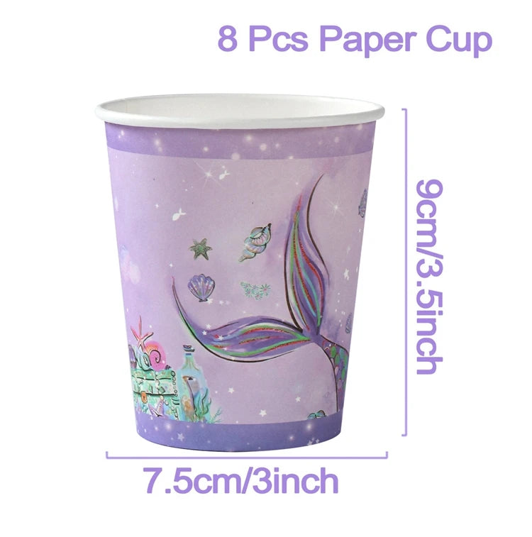Mermaid Party Disposable Tableware Banner Mermaid Birthday Party Decorations Girl Under the Sea Party Decoration Baby Shower