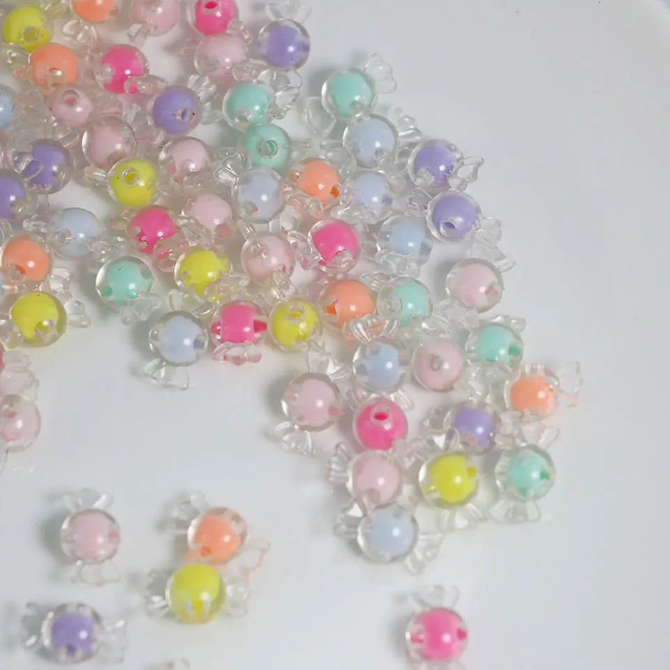 Transparent Candy Beads In Beads For Jewelry Making DIY Kids Hair Accessories Phone Chain Keychain Bracelet Pet Necklace Charms