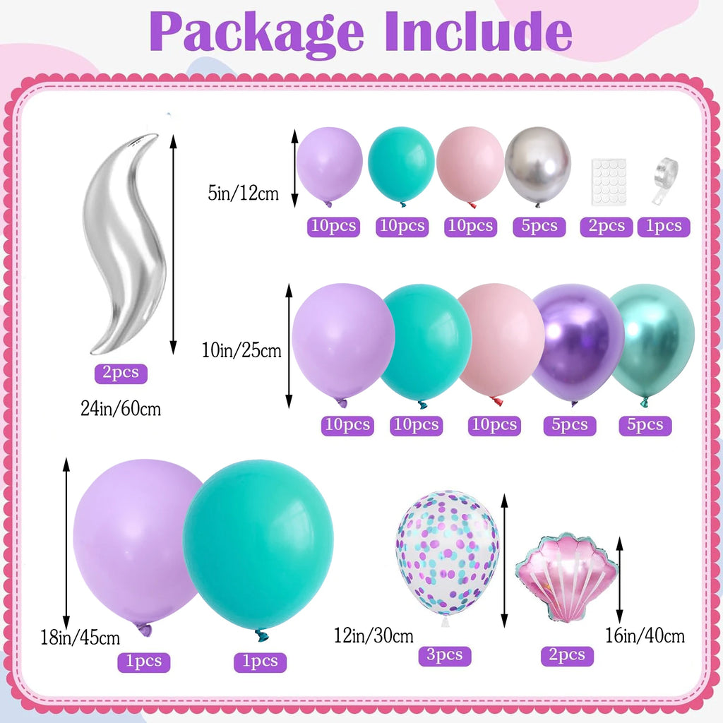 Mermaid birthday decoration Mermaid balloon set, pink and purple girl balloon mermaid birthday party decoration