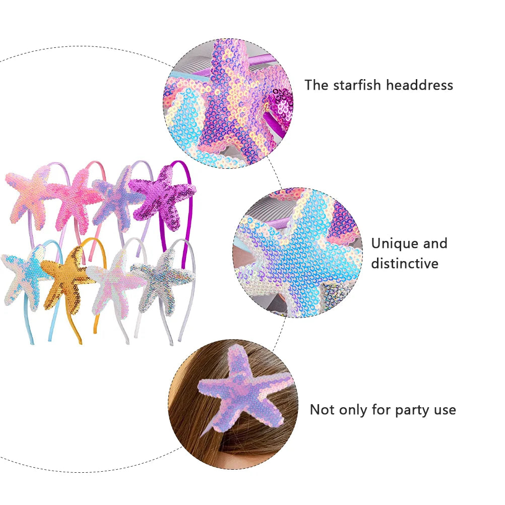 8 Pcs Headband Kids Toddler Girl Hair Hoop Marine Animal Headdress Charming Little Mermaid Party Daily Stage Performance