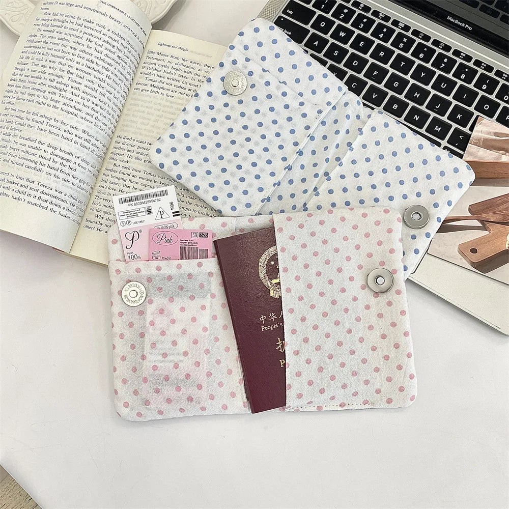 Bow Knot Women Girl Korean Ins Certificates Passport Wallet Travel Multi Functional Document Card Passport Cover Storage Bags