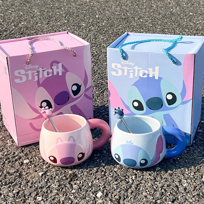 Lilo & Stitch Cute Cartoon Angel Ceramic Coffee Cup Kawaii Mug Water Cup Lovely Tabletop Decoration Home Decor Holiday Gifts