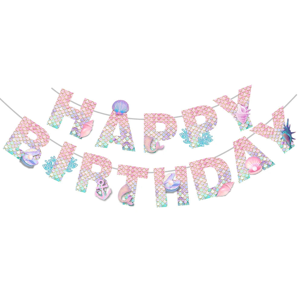 Mermaid Princes Birthday Party Decorations Disposable Tableware Gif Bag Foil Balloon Backdrop Decor Baby Shower Party Supplies