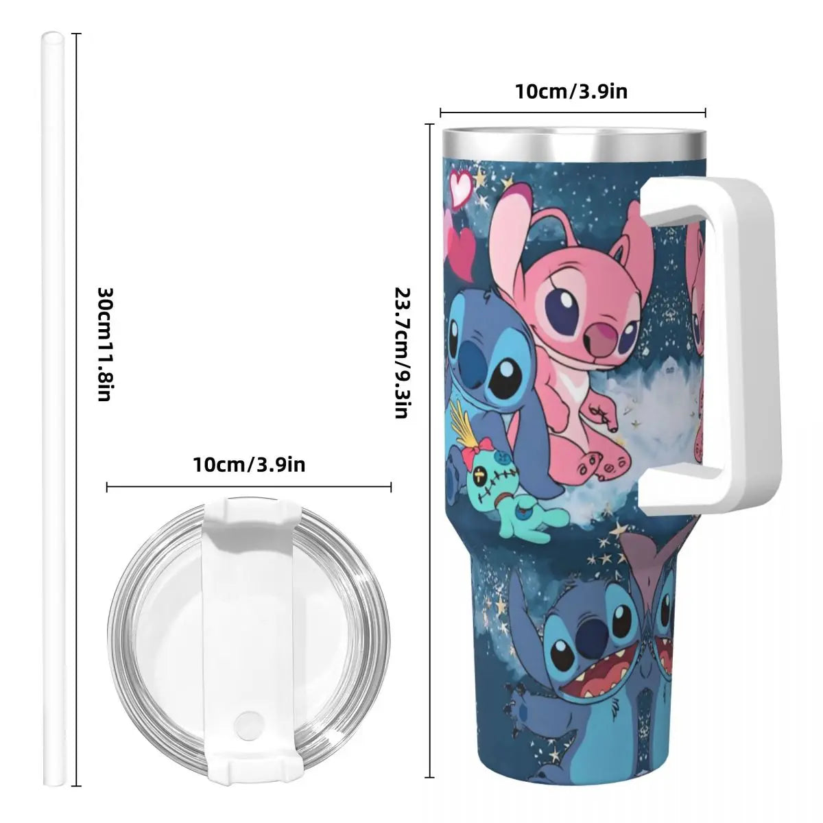 Stainless Steel Tumbler   Stitch Mugs Cup With Straws Travel Cold and Hot Water Bottle Heat Preservation 40oz Thermal Mug