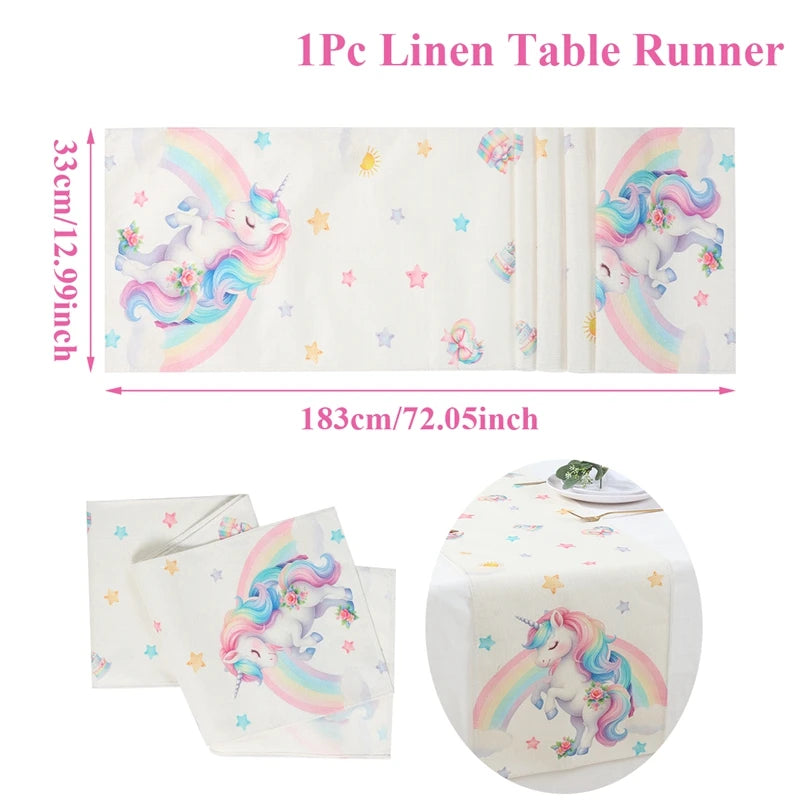 Rainbow Unicorn Disposable Tableware Happy 1st Birthday Party Decorations Kids Unicorn Theme Wedding Baby Shower Girls Supplies