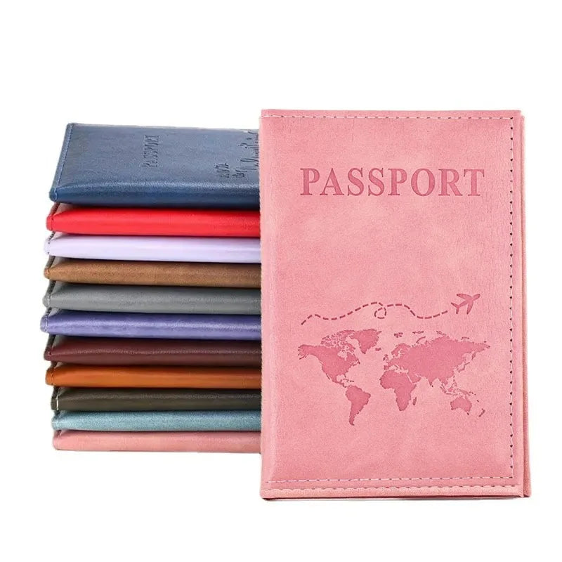 Unisex Airplane Passport Cover Women Men Travel Passport Case Leather Pink Cute Passport Wallet Purse Girl Card Holder Bags