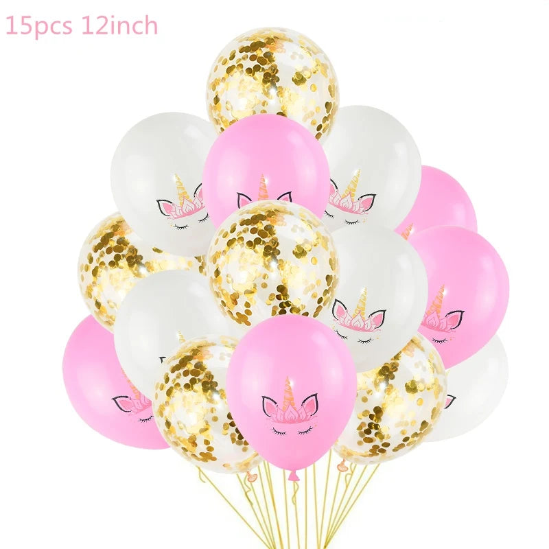 1 Set Unicorn Party Balloons Birthday Baloon Unicorn Decoration Latex Confetti Balloon Birthday Party Decoration Balloons Kids