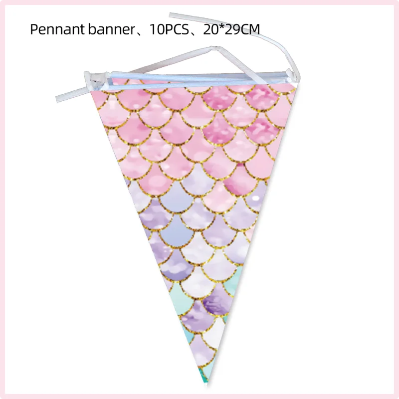 Mermaid Birthday Party Decorations Mermaid Theme Tableware Hanging Banner Candy Box Banner Party Decoration Supplies For Kids
