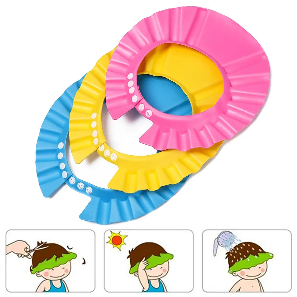 1PC Adjustable Baby Shower Caps Kids Shampoo Hat Bath Shield Waterproof Ear Eye Protection Visor Portable Child Wash Hair Hat