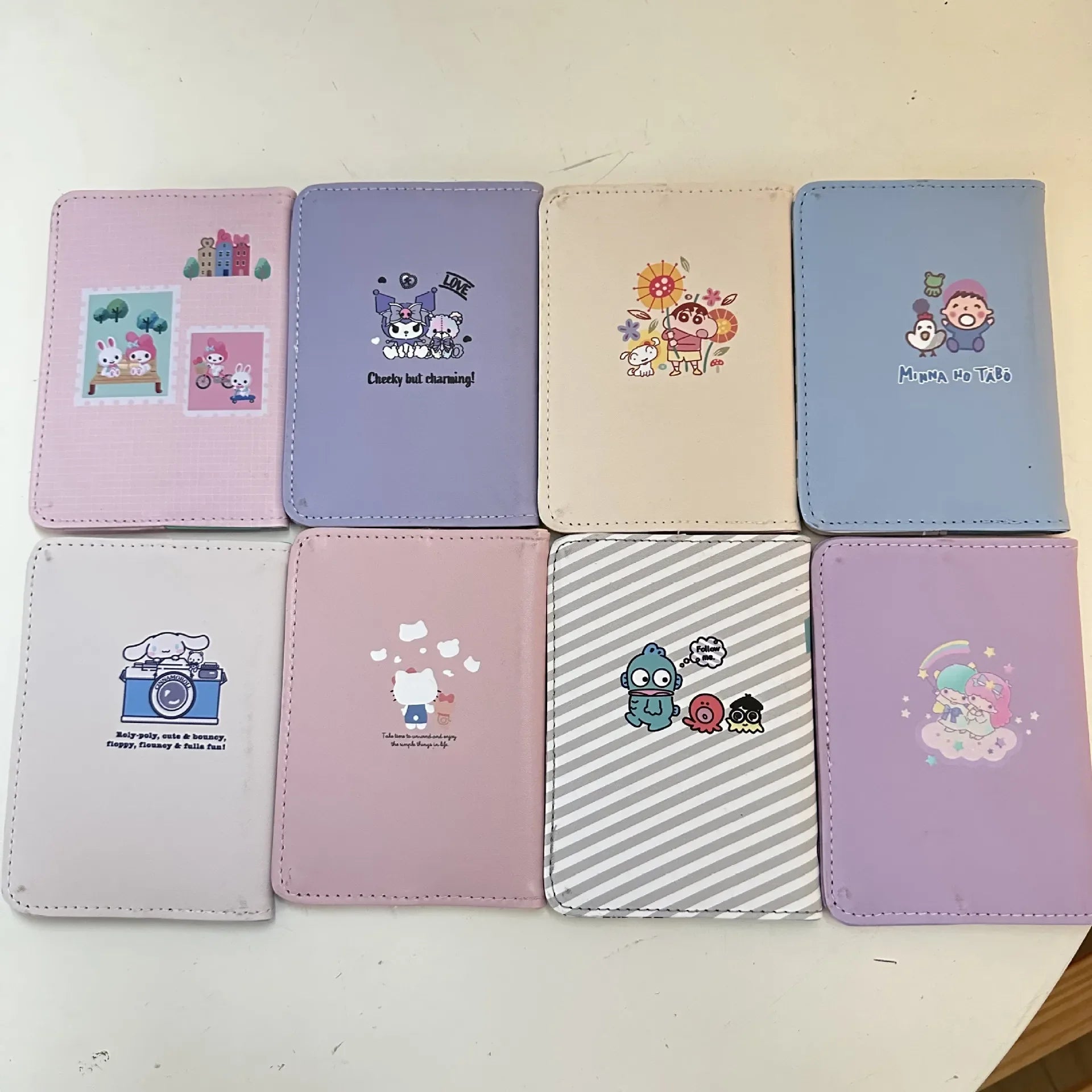 Sanrio Cinnamoroll Kuromi Mymelody Cartoon PU Passport Cover kawaii Anime Travel ID Credit Card Holders Clip Bags Girls Gifts