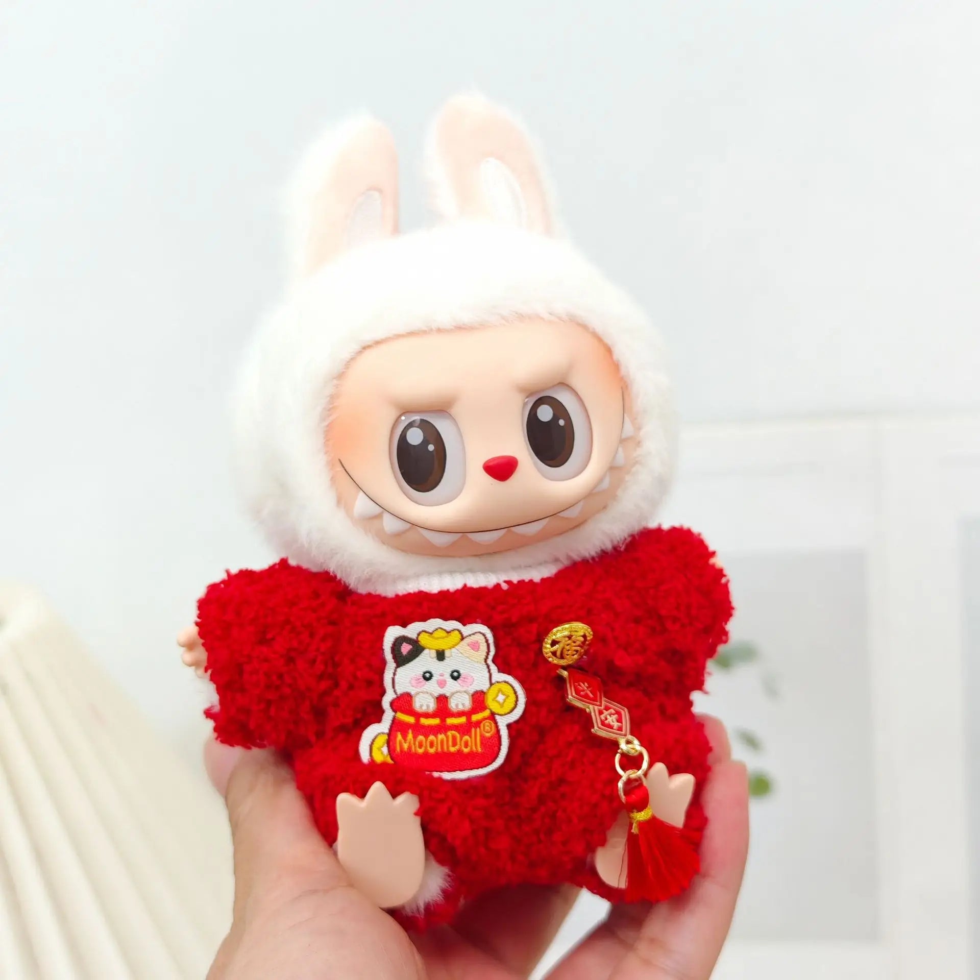 17cm Mini Plush Doll'S Clothes Outfit Accessories For Labubu V1 V2 Christmas Cookie Man Sweater Hat Clothing New Year Gift